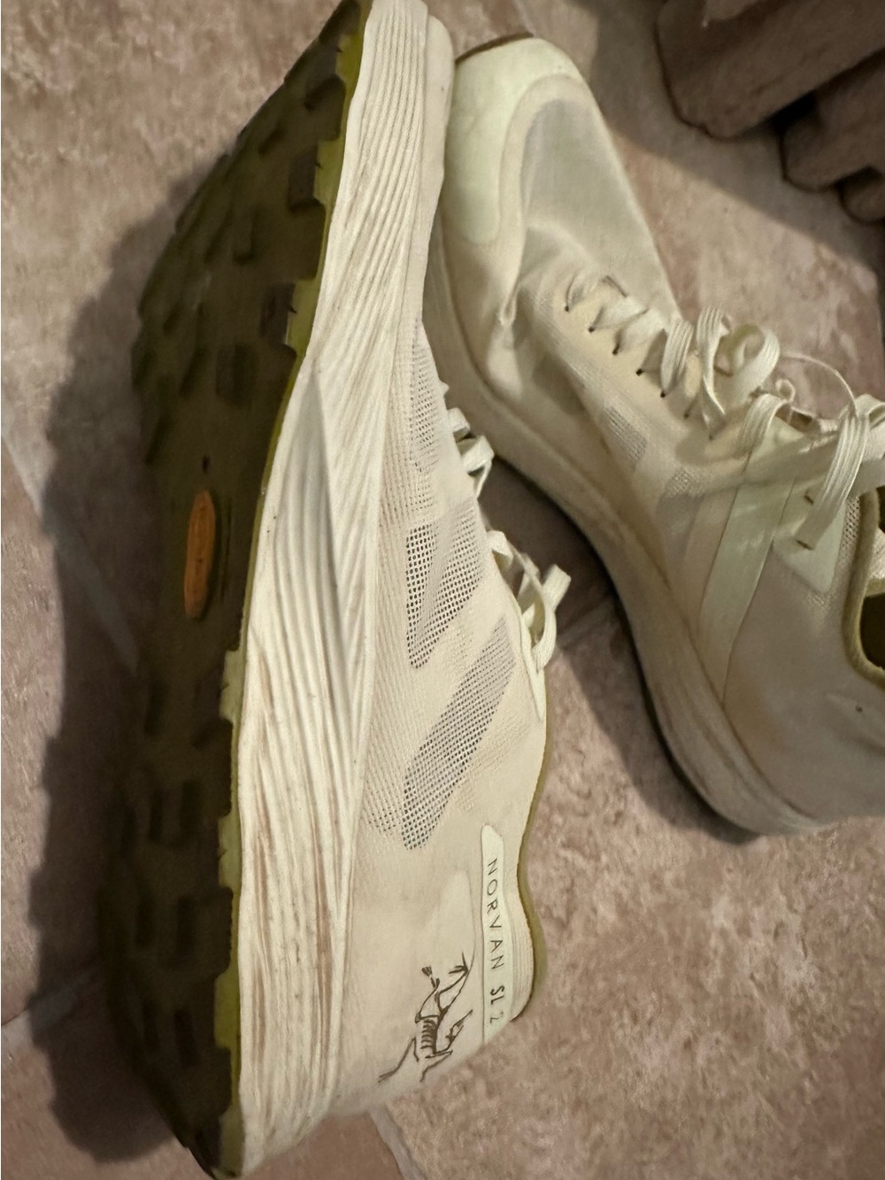 Light Olive & Cream Running Hiking Sneakers - arcteryx